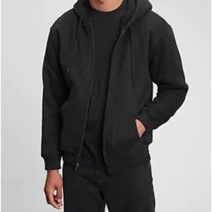 NWT Gap Sherpa zip up hoodie men’s black XXL